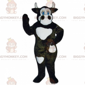 BIGGYMONKEY™ Mascot Costume Black Cow With Large White Spots -