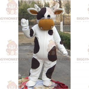 Disfraz de mascota BIGGYMONKEY™ de vaca con nariz bronceada -