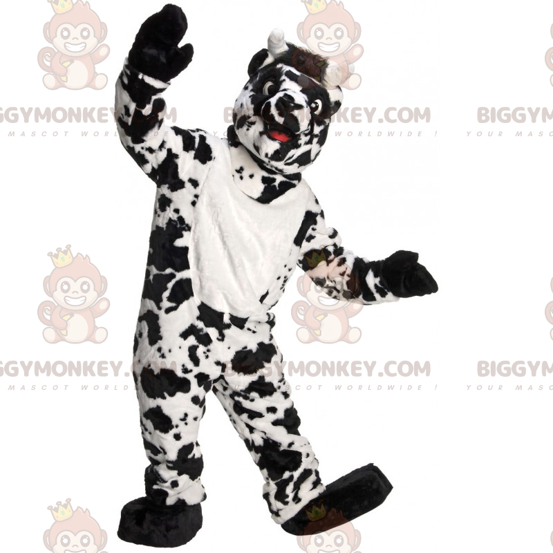Disfraz de mascota BIGGYMONKEY™ de piel de vaca en blanco y