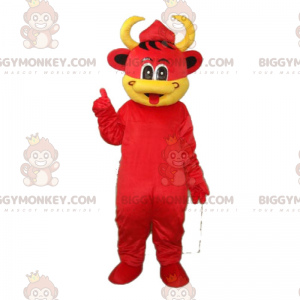 BIGGYMONKEY™-mascottekostuum van rood koeienhuid -