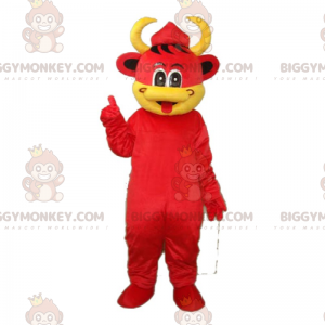 Czerwony kostium maskotki BIGGYMONKEY™ ze skóry bydlęcej -