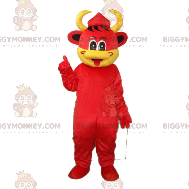 Röd kohud BIGGYMONKEY™ Maskotdräkt - BiggyMonkey maskot