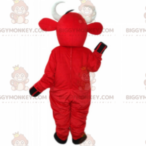 Czerwony kostium maskotki BIGGYMONKEY™ z kombinezonem ze skóry