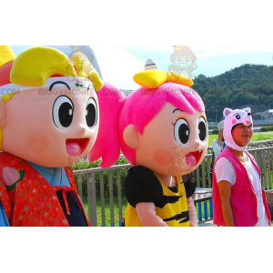 2 BIGGYMONKEY™s very colorful girl and boy mascot manga style –