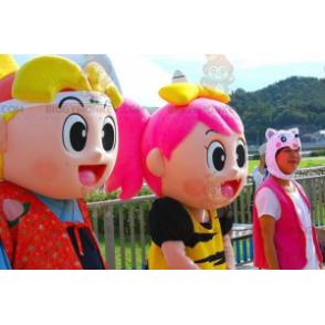 2 BIGGYMONKEY™s very colorful girl and boy mascot manga style –