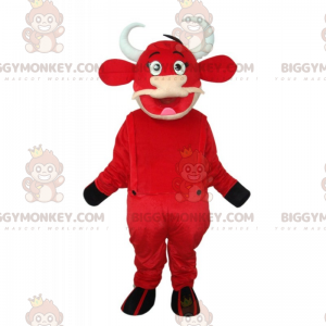 BIGGYMONKEY™ Maskottchenkostüm aus rotem Rindsleder mit Overall