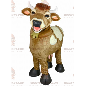 BIGGYMONKEY™ Smiling Cow Mascot Costume with Neck Bell –