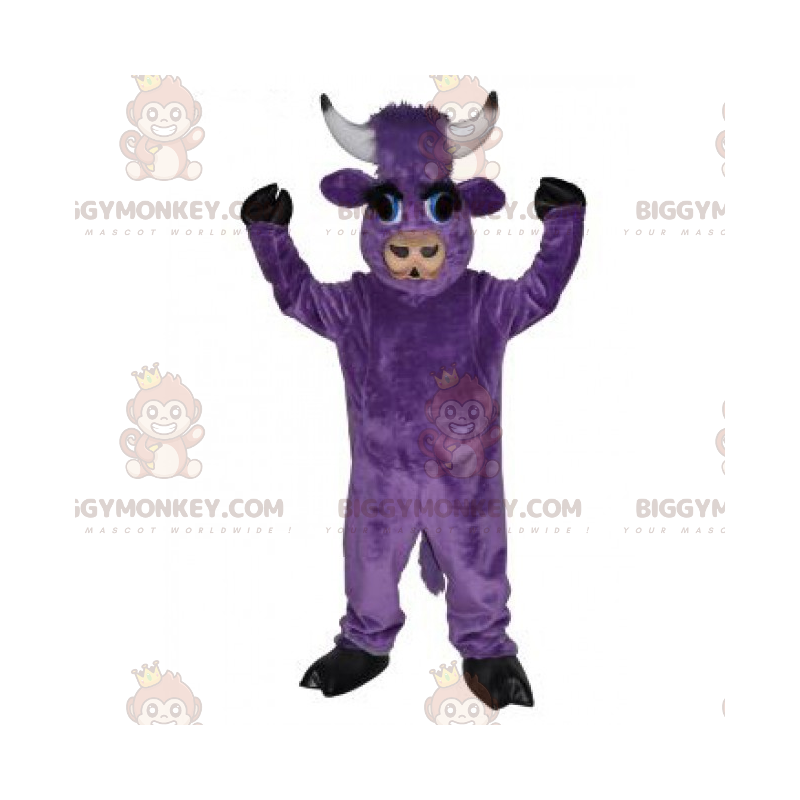 Costume della mascotte della mucca viola BIGGYMONKEY™ -