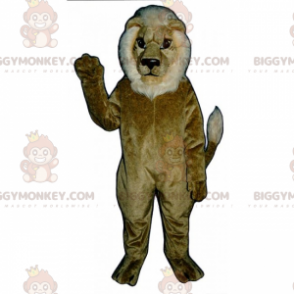 Valkokarjainen leijona BIGGYMONKEY™ maskottiasu -