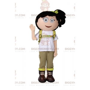 Costume de mascotte BIGGYMONKEY™ d'écolière avec une couette -