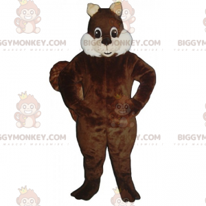 BIGGYMONKEY™ Squirrel -maskottiasu, jossa pehmeät valkoiset