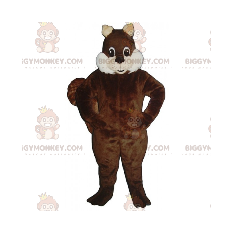 BIGGYMONKEY™ Eichhörnchen-Maskottchen-Kostüm mit weichen weißen