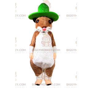 Eekhoorn BIGGYMONKEY™ mascottekostuum met grote groene hoed -