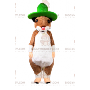 Egern BIGGYMONKEY™ maskotkostume med stor grøn hat -