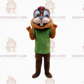 Costume da mascotte scoiattolo BIGGYMONKEY™ con grandi occhiali