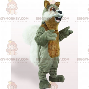 BIGGYMONKEY™ maskotkostume, gråt egern med brune øjne og mave -