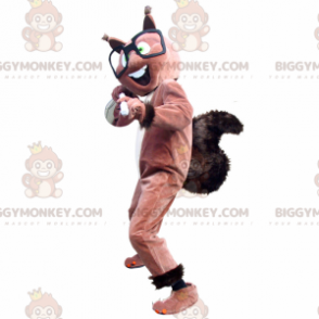 BIGGYMONKEY™ brunt egern maskotkostume med store sorte briller
