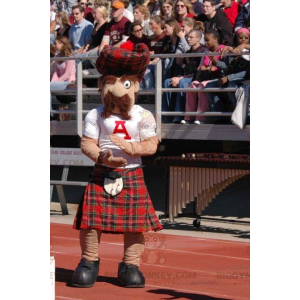 BIGGYMONKEY™ Mustachioed Scottish Plaid Kilt Mascot Costume –