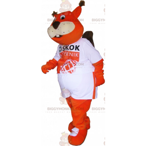 BIGGYMONKEY™ Mascottekostuum van rode eekhoorn met witte