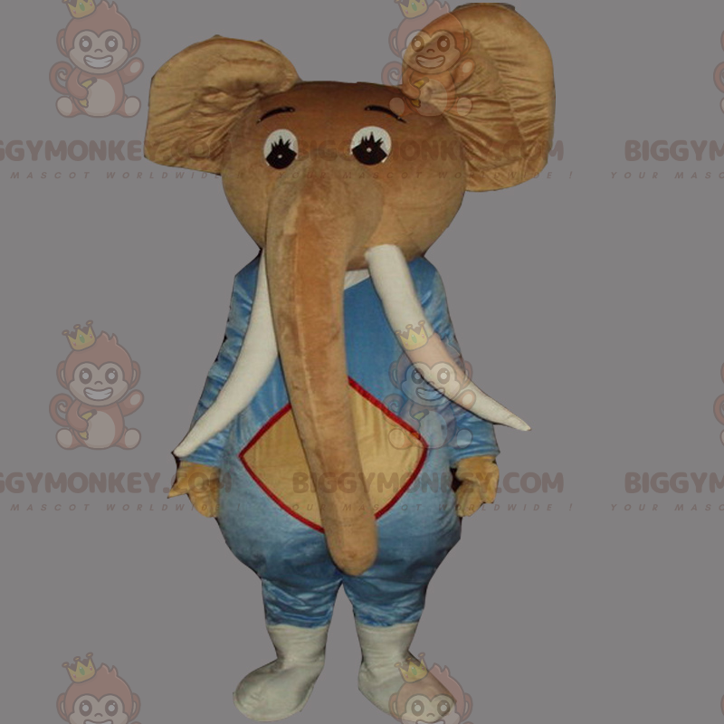 Costume da mascotte elefante BIGGYMONKEY™ con grandi zanne -