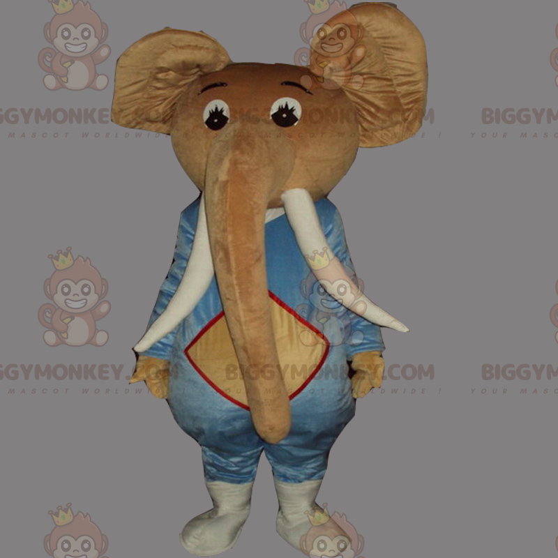 Blue and White Elephant Biggymonkey Mascot Costume, Blue Baby Elephant Costume