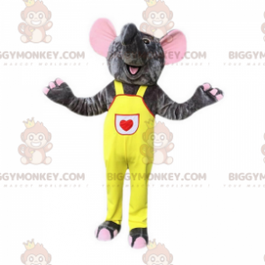 Elephant BIGGYMONKEY™ Mascot Costume With Yellow Overalls -