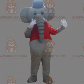 Elefant BIGGYMONKEY™ maskotkostume med t-shirt og hat -