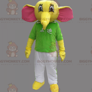 Elephant BIGGYMONKEY™ maskottiasu T-paidalla ja housuilla -