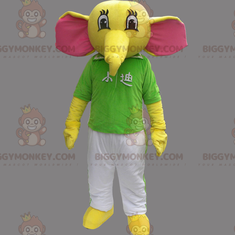 Elefant BIGGYMONKEY™ maskotdräkt med t-shirt och byxor -