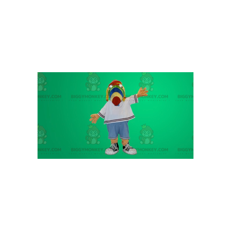 Kostium maskotka wielobarwny pies papuga BIGGYMONKEY™ -