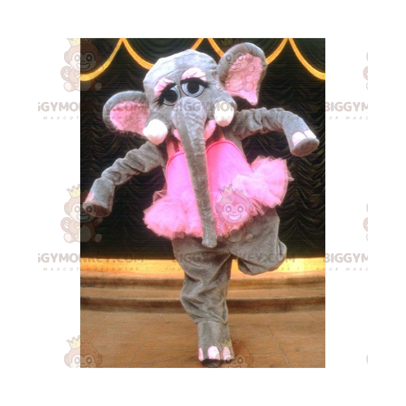 Traje de mascote de elefante BIGGYMONKEY™ com tutu de dançarina