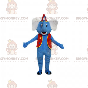 BIGGYMONKEY™ Mascottekostuum Blauwe olifant in circusoutfit -