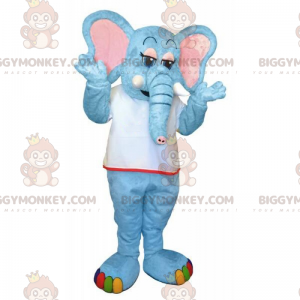 Blauwe olifant en regenboogvoeten BIGGYMONKEY™ mascottekostuum