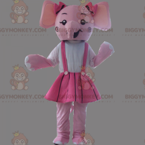 Pink Elephant BIGGYMONKEY™ Mascot Costume In Dress –