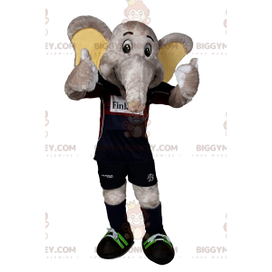 BIGGYMONKEY™ Elefant-Maskottchen-Kostüm im Fußball-Outfit -