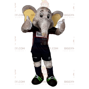 Traje de mascote de elefante BIGGYMONKEY™ com roupa de futebol