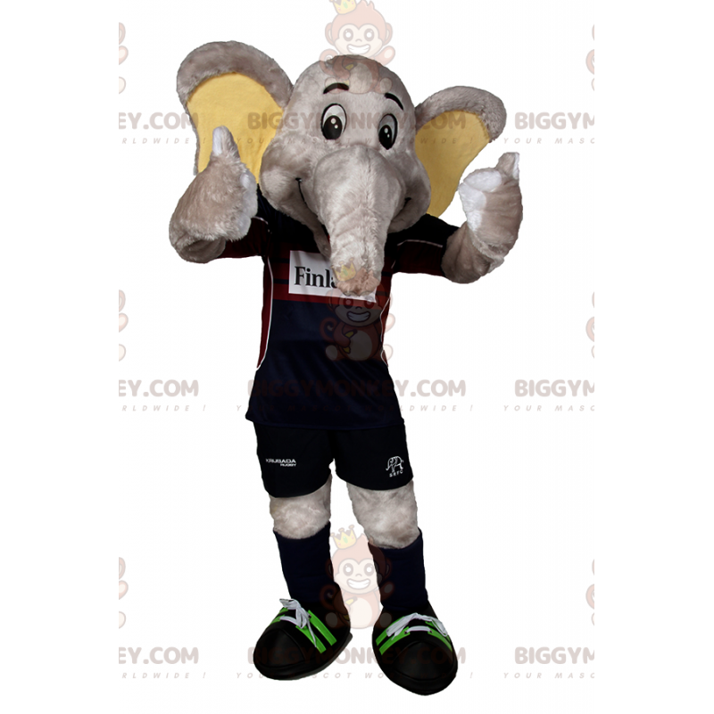 BIGGYMONKEY™ Elefantmaskotdräkt i fotbollsoutfit - BiggyMonkey