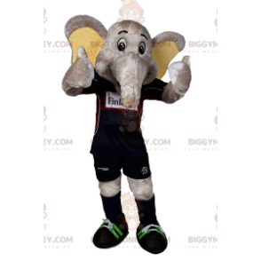 BIGGYMONKEY™ Elefant-Maskottchen-Kostüm im Fußball-Outfit -