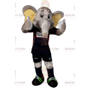 Traje de mascote de elefante BIGGYMONKEY™ com roupa de futebol