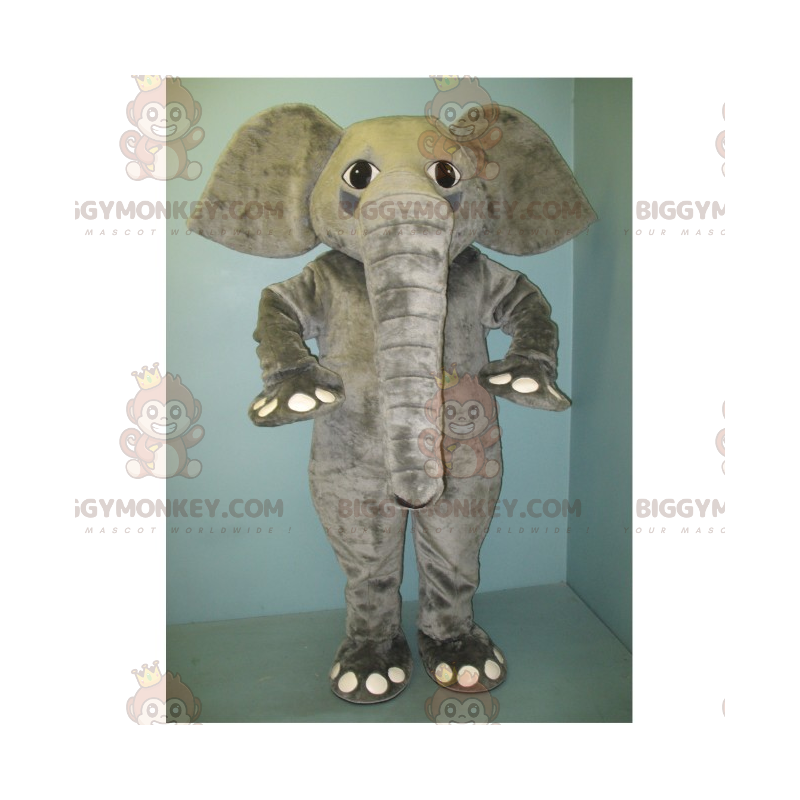 Traje de mascote de elefante cinza BIGGYMONKEY™ –