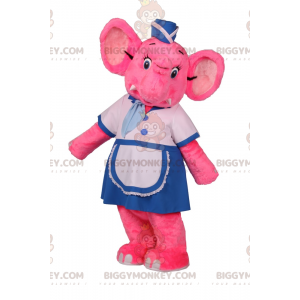 Kostium maskotki różowego słonia BIGGYMONKEY™ w stroju kucharza