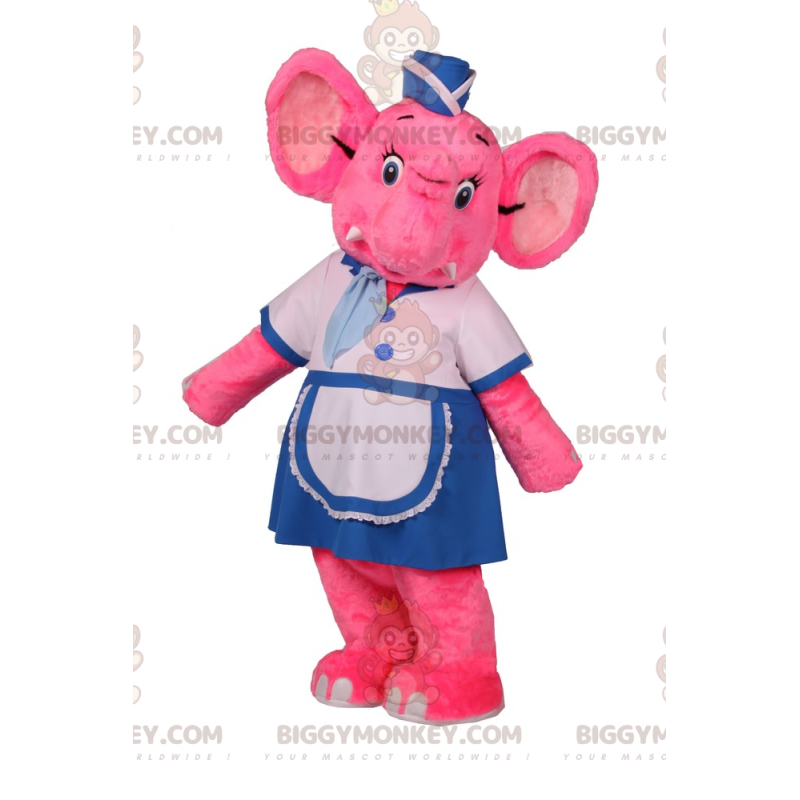 BIGGYMONKEY™ Pink Elephant Mascot Costume In Cook Outfit –