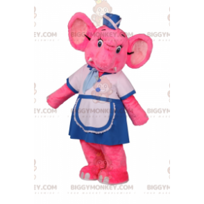 BIGGYMONKEY™ Pink Elephant Mascot Costume In Cook Outfit –