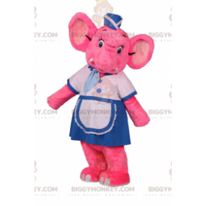 BIGGYMONKEY™ Pink Elephant Mascot Costume In Cook Outfit -