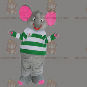 Costume de mascotte BIGGYMONKEY™ d'éléphant souriant avec pull