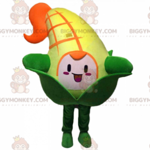 Corn on the Cob BIGGYMONKEY™ Mascot Costume with Smiling Face –