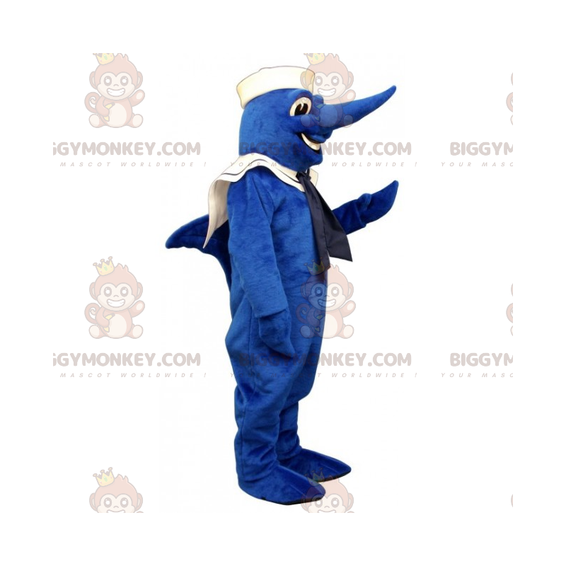 Schwertfisch BIGGYMONKEY™ Maskottchen-Kostüm im Matrosen-Outfit