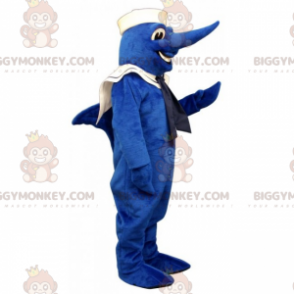 Schwertfisch BIGGYMONKEY™ Maskottchen-Kostüm im Matrosen-Outfit