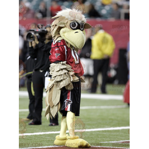 BIGGYMONKEY™ μασκότ στολή Beige Vulture Bird με αθλητικά ρούχα