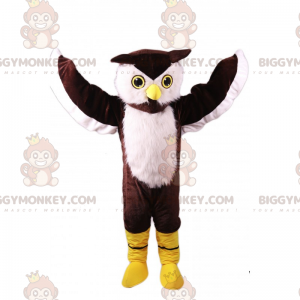 Traje de mascote de corujas brancas e marrons BIGGYMONKEY™ –